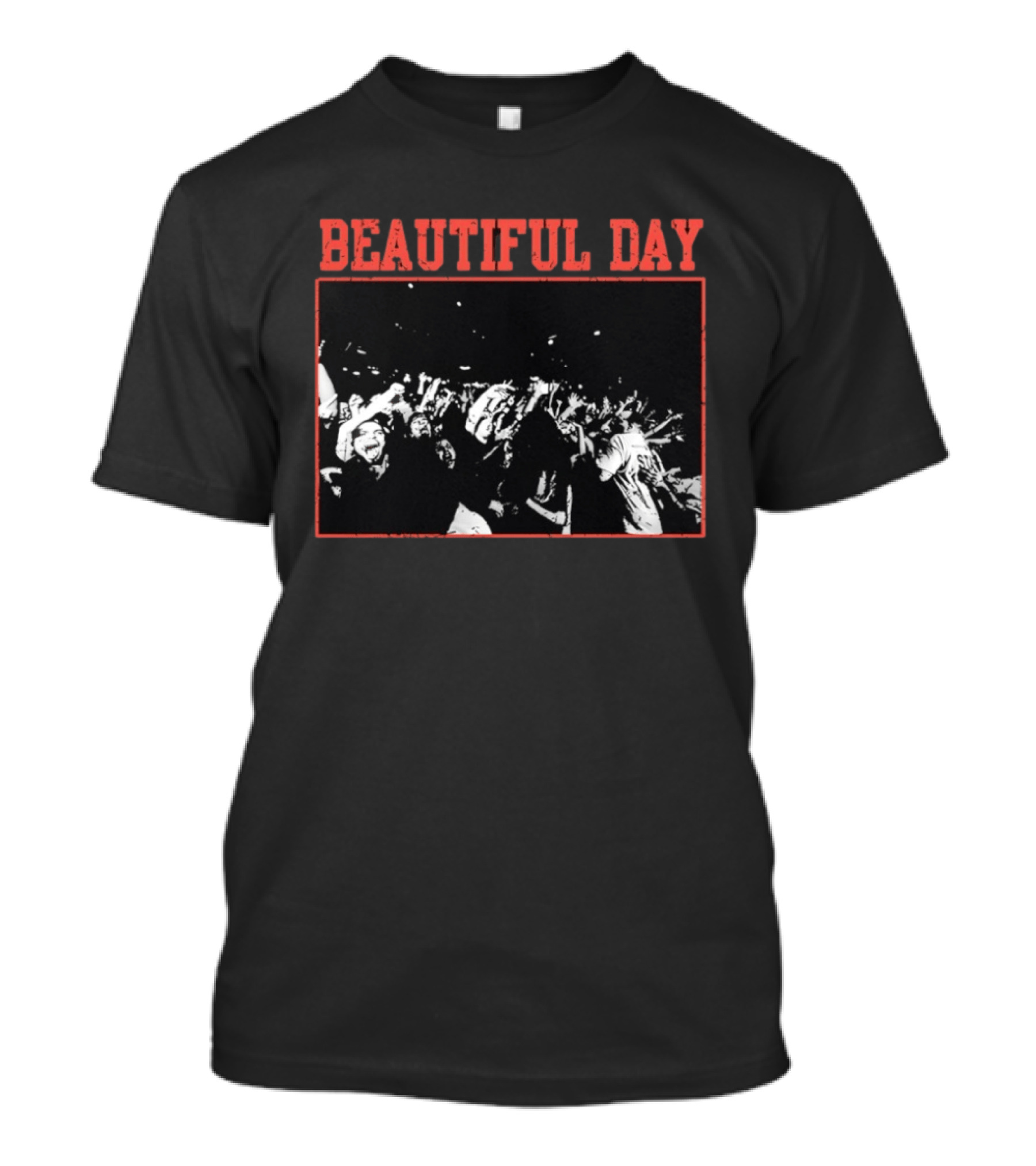 Beautiful Day Crowd Photo Black And White Concert Scene T-Shirt