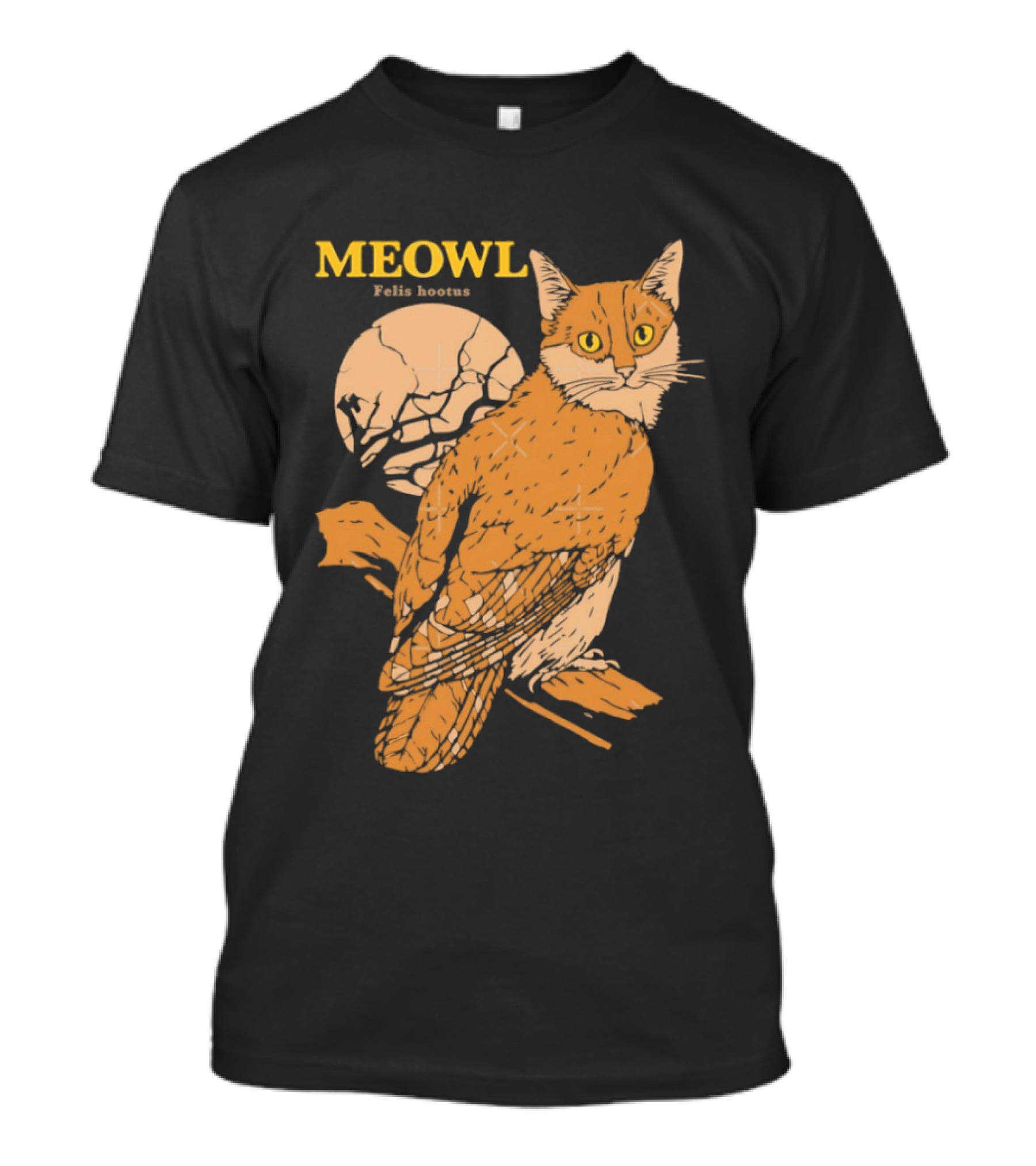 Meowl Felis Hootus Cat Owl Fusion With Moon T-Shirt