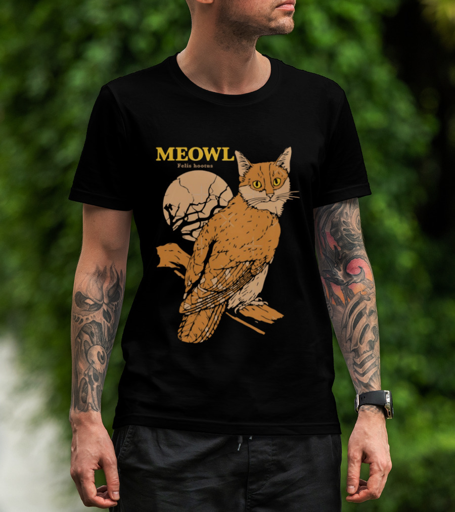 Meowl Felis Hootus Cat Owl Fusion With Moon T-Shirt