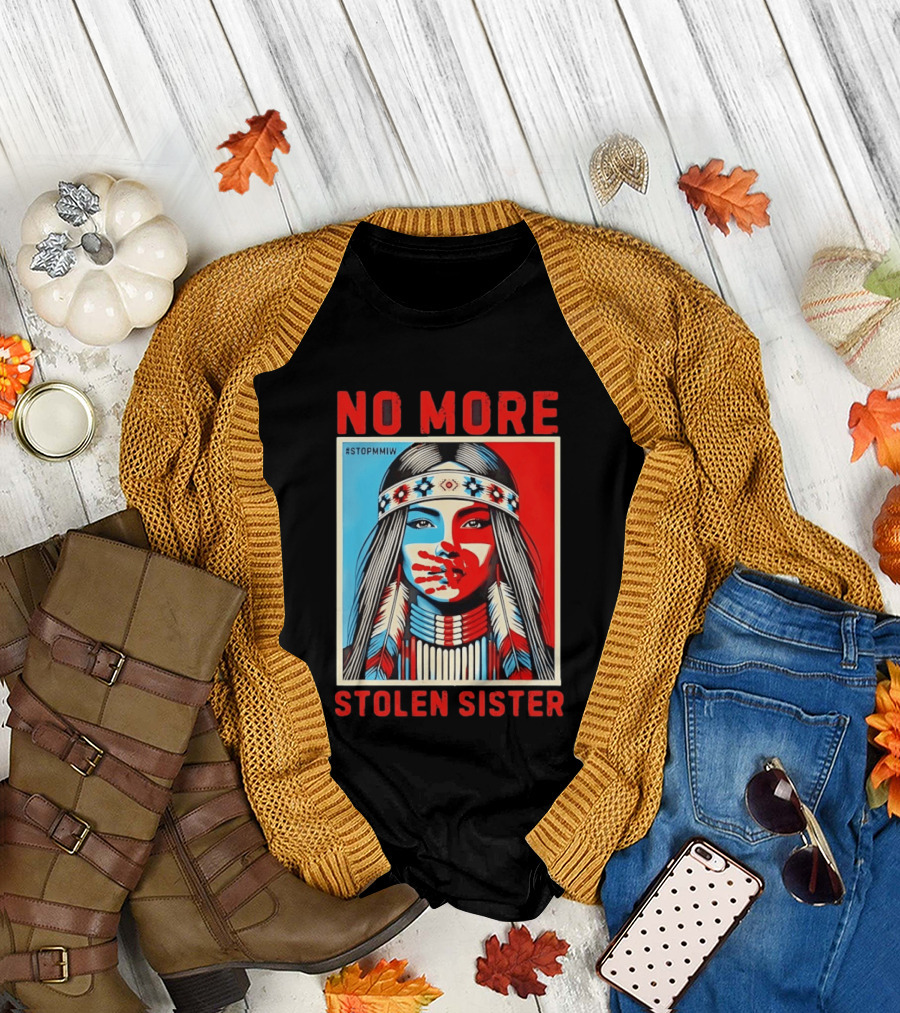 NO MORE Red Handprint STOPMMIW Stolen Sister Indigenous Awareness T-Shirt