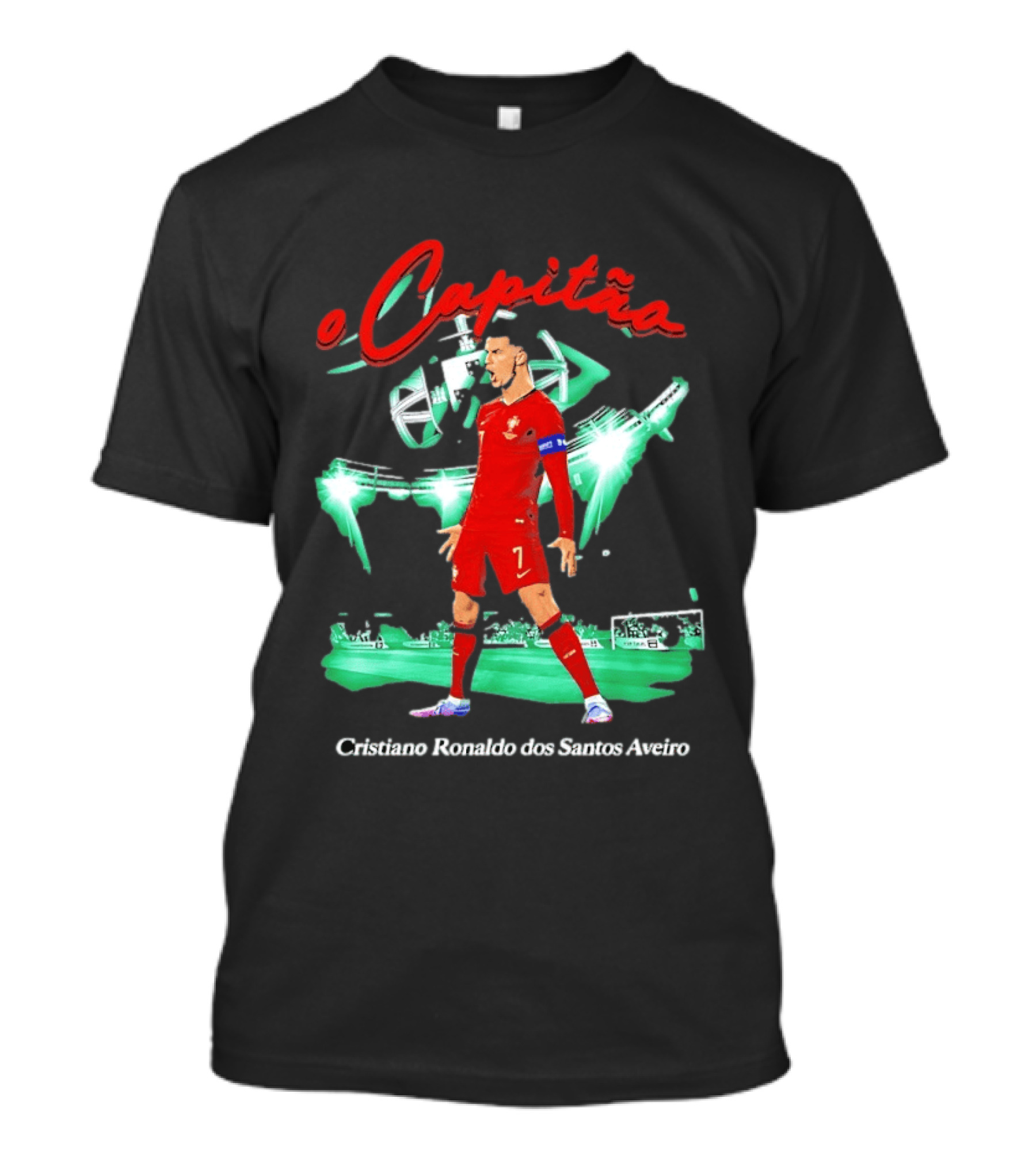 Cristiano Ronaldo O Capitão 7 Dos Santos Aveiro Celebrating Soccer Stadium T-Shirt
