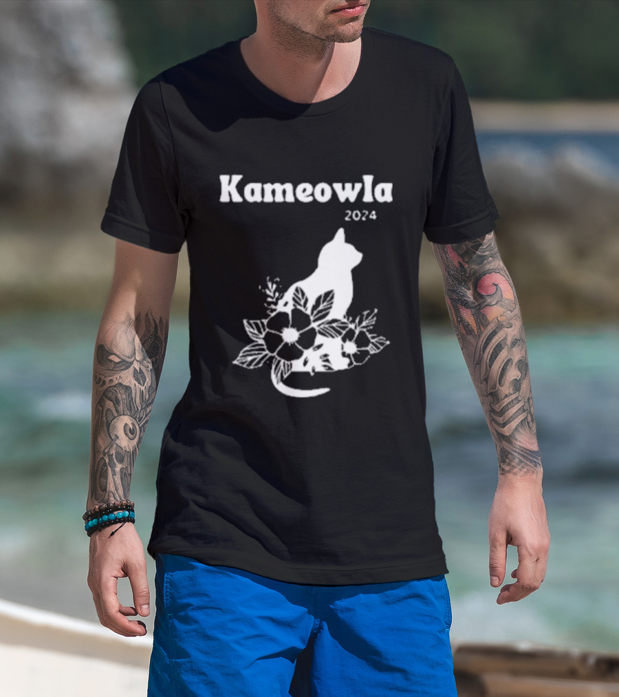 Kameowla 2024 Cat Floral Theme Kamala Cat Lady T-Shirt
