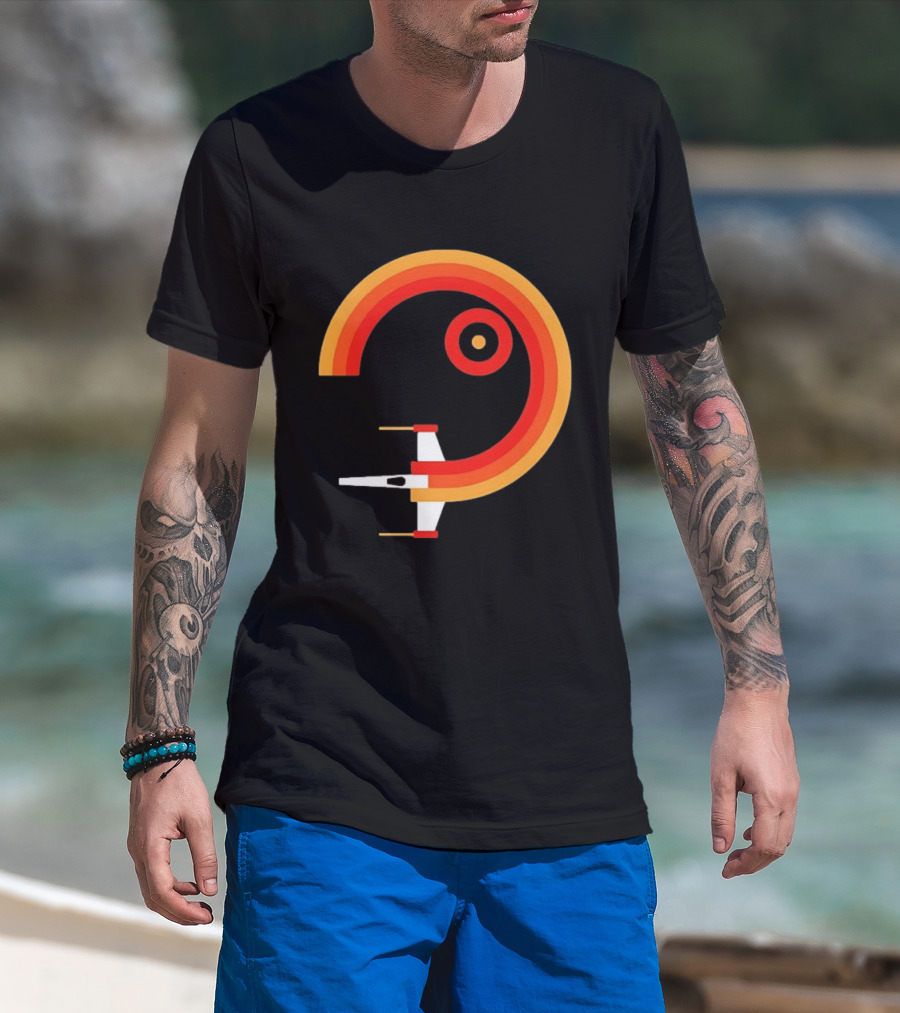 Star Wars X Wing Retro Sunset Circle T-Shirt