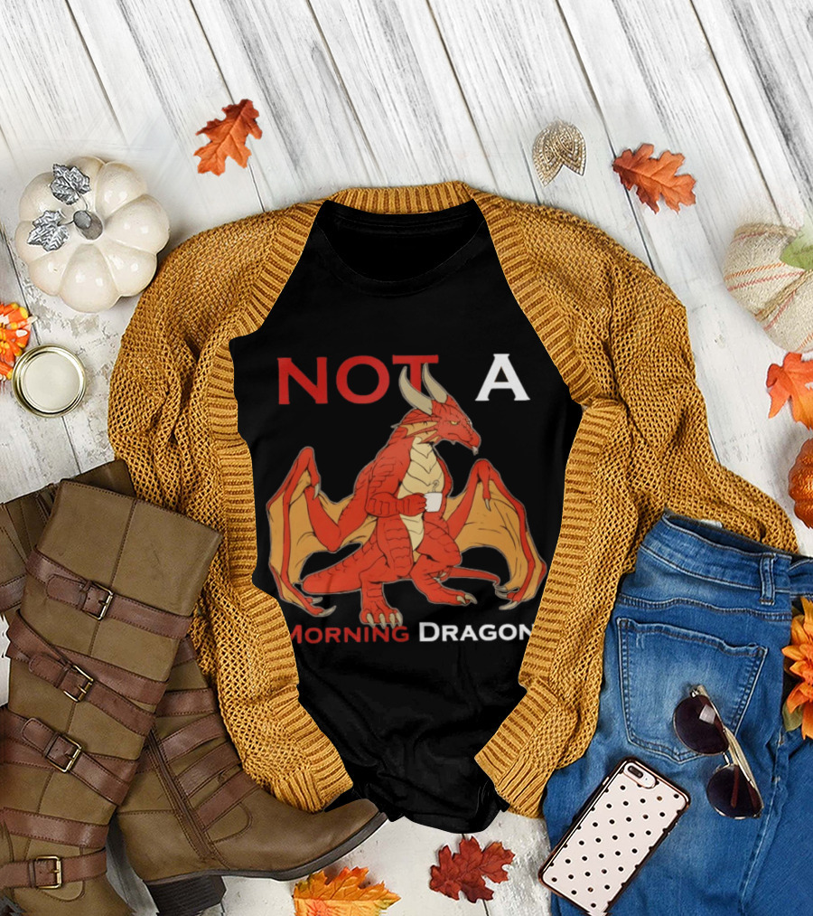 Not A Morning Dragon Fantasy Coffee Mood T-Shirt