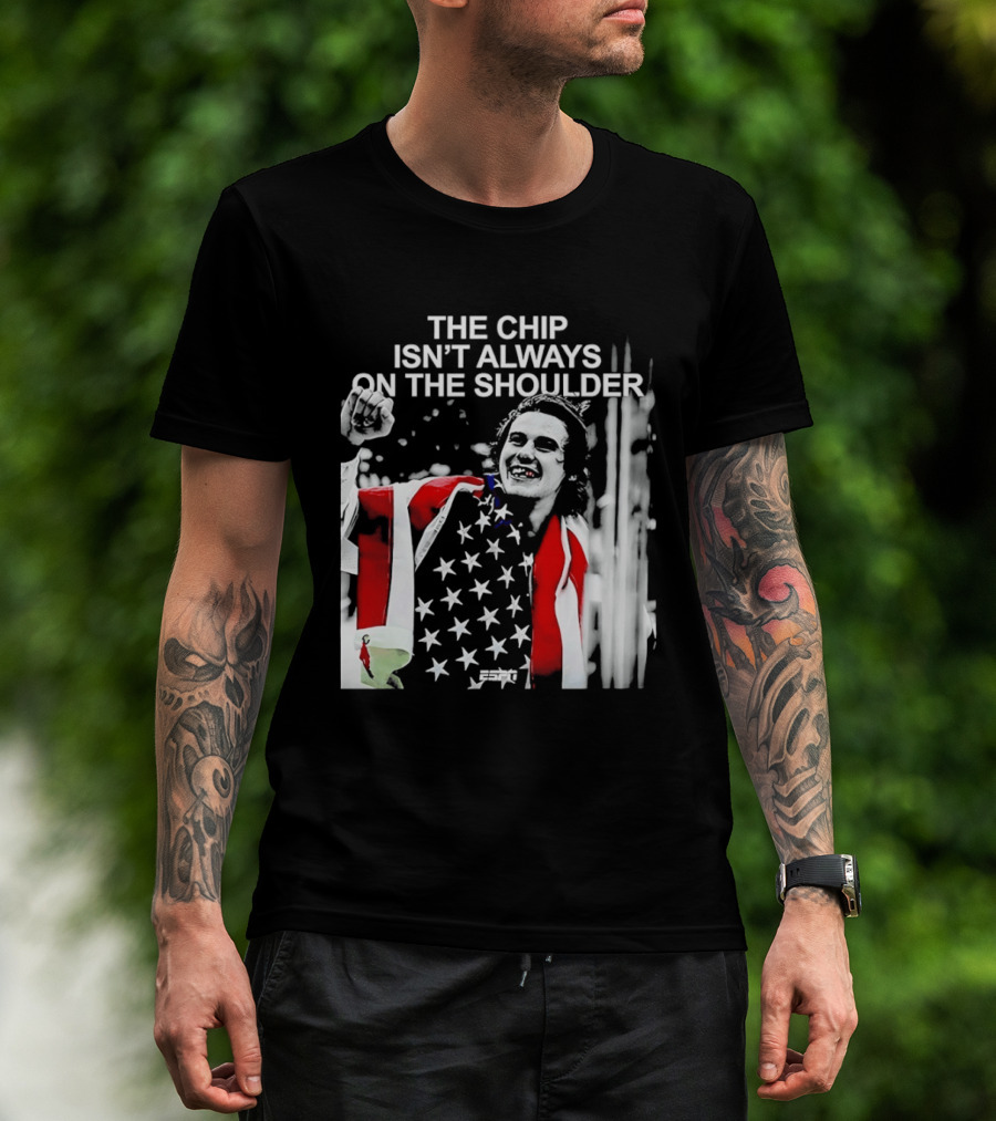 The Chip Isn't Always On The Shoulder Stars And Stripes Tribute NHL Jack Hughes T-Shirt