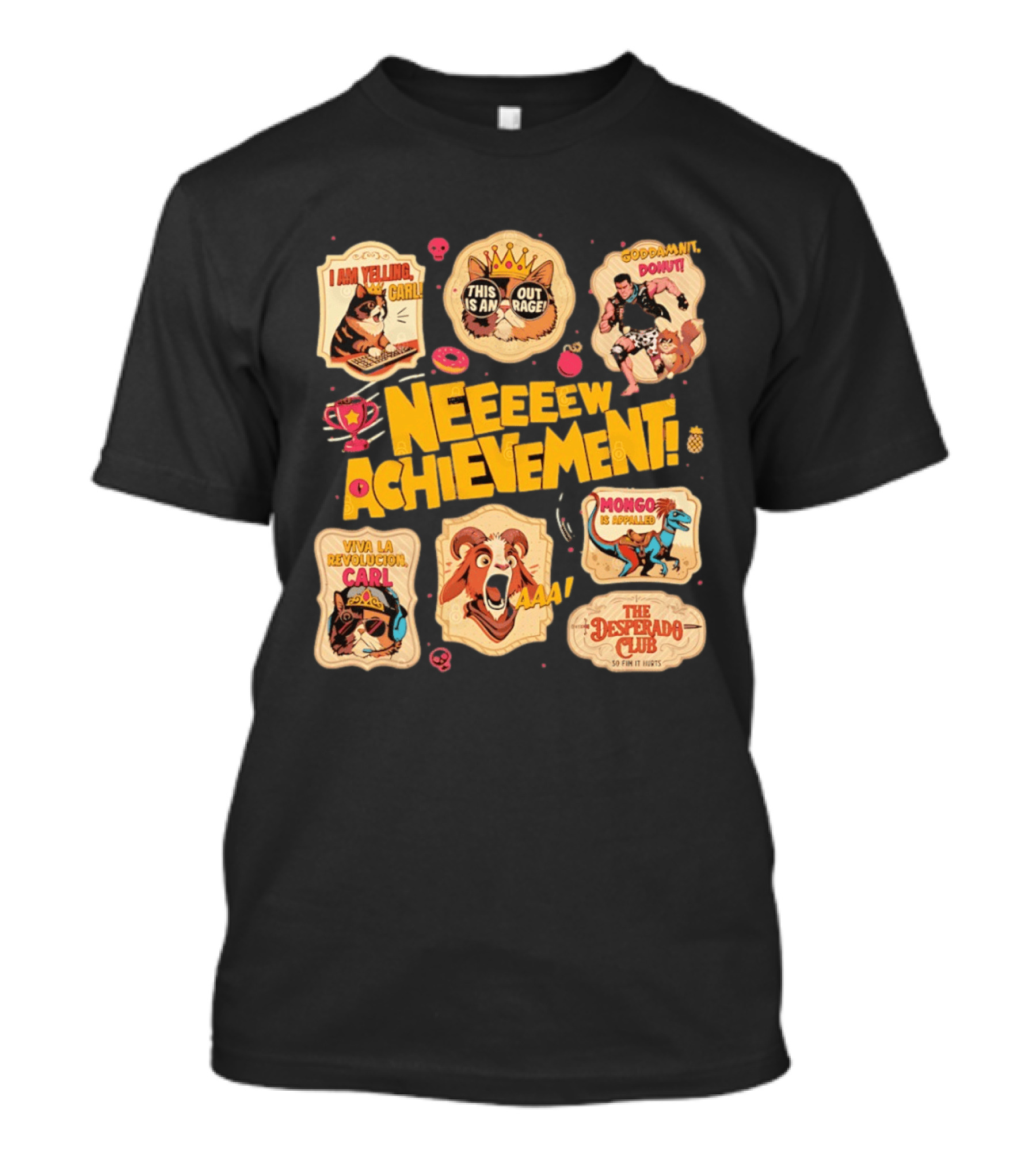 Neeeew Achievement Dungeon Crawler Carl Sticker Pack I Am Yelling Carl Viva La Revolucion Mongo Is Appalled Desperado Club T-Shirt