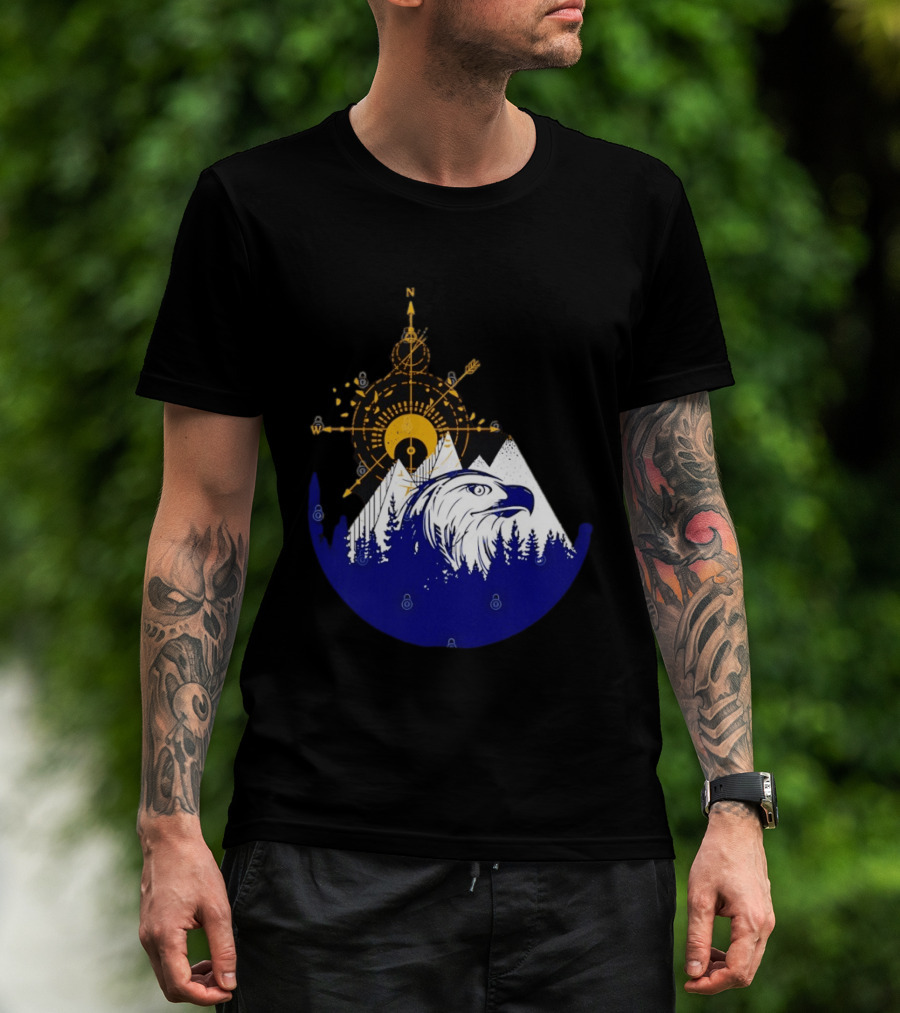 Eagle And Compass With Mountain Forest T-Shirt