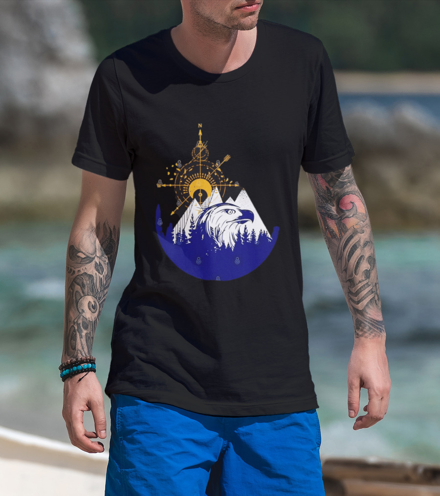 Eagle And Compass With Mountain Forest T-Shirt