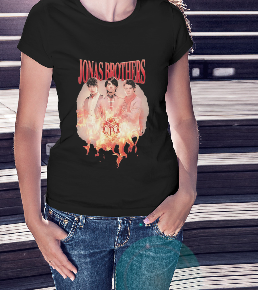 Jonas Brothers Fire Flame Trio Band Photography T-Shirt