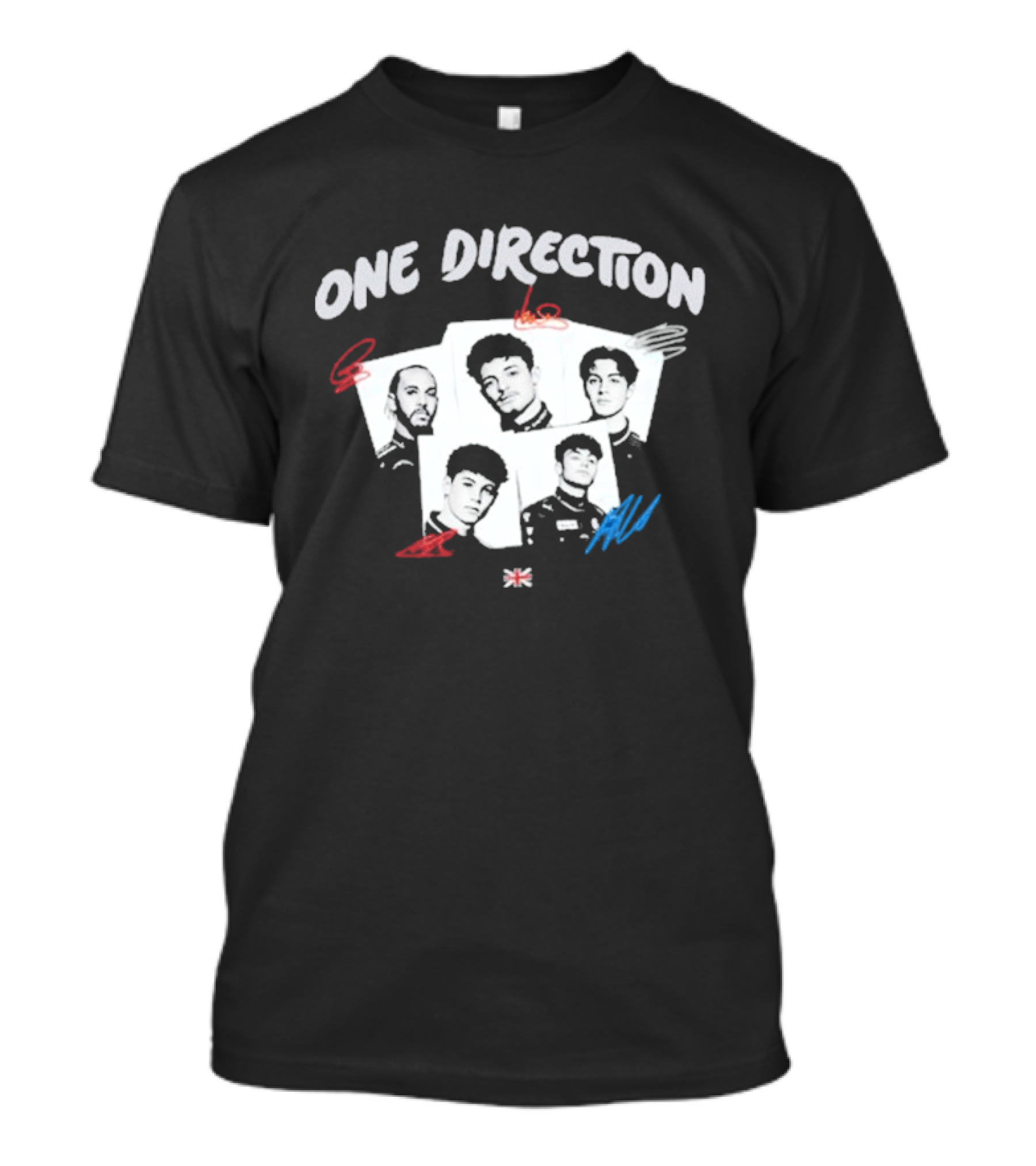 One Direction Band Portraits With Red And Blue Accents T-Shirt