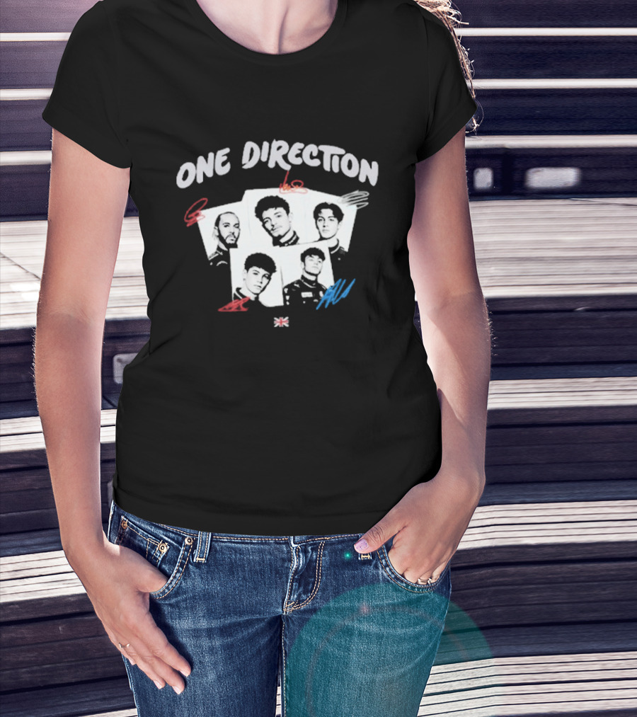 One Direction Band Portraits With Red And Blue Accents T-Shirt