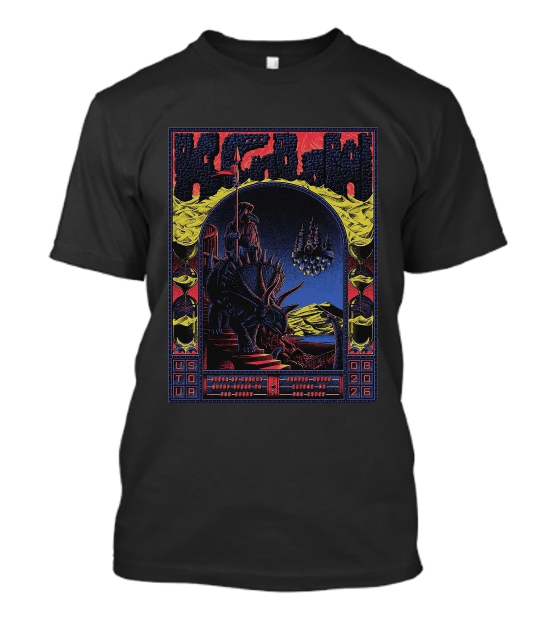 King Gizzard And The Lizard Wizard US Tour 2026 Dinosaur Knight Fantasy Bueno Vista Queens August T-Shirt