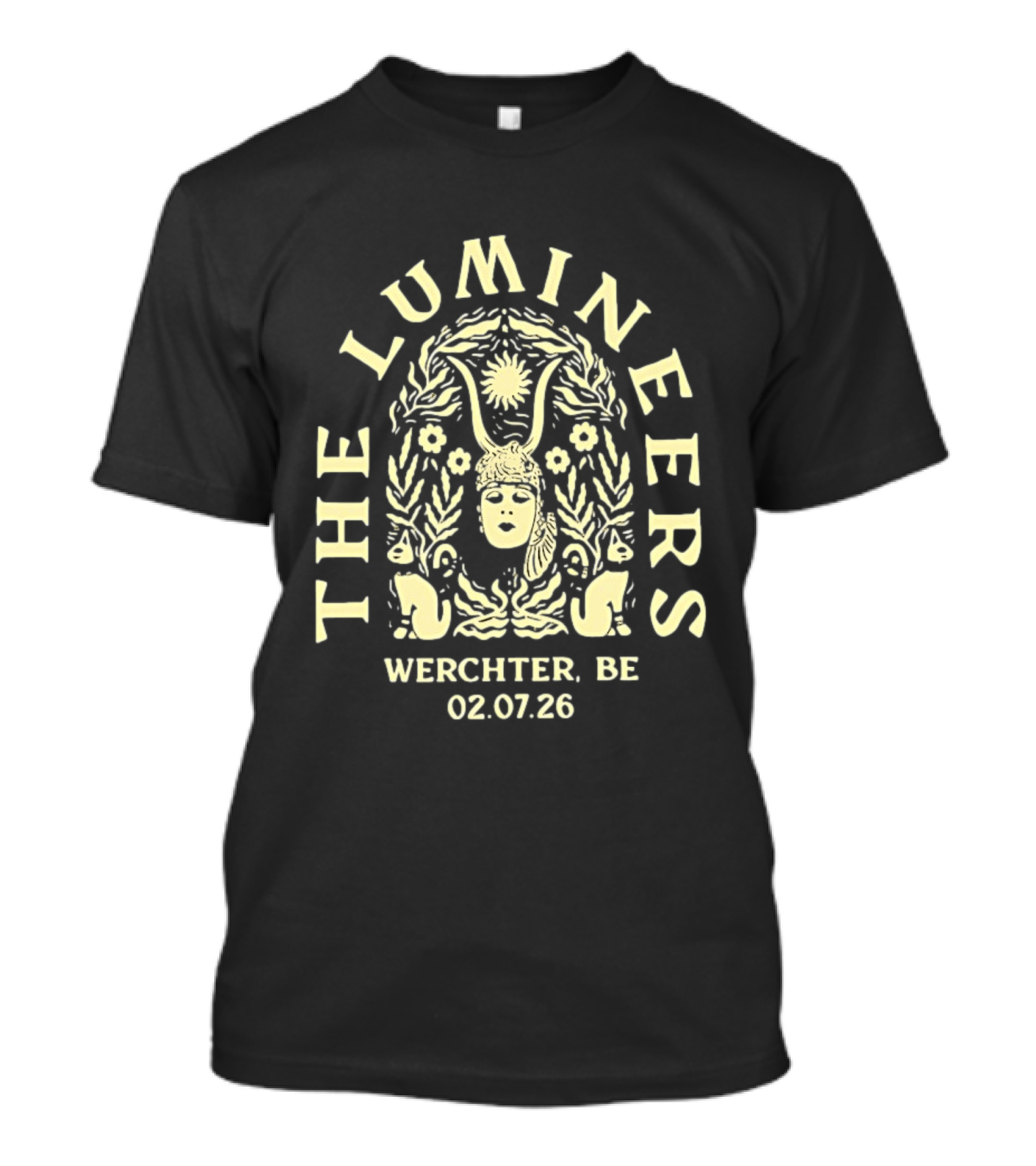 The Lumineers Werchter Belgium 02.07.26 Concert Art Nouveau Motif T-Shirt
