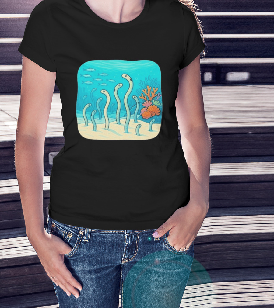 Garden Eels Reef Hawaii With Colorful Coral And Tropical Fish T-Shirt