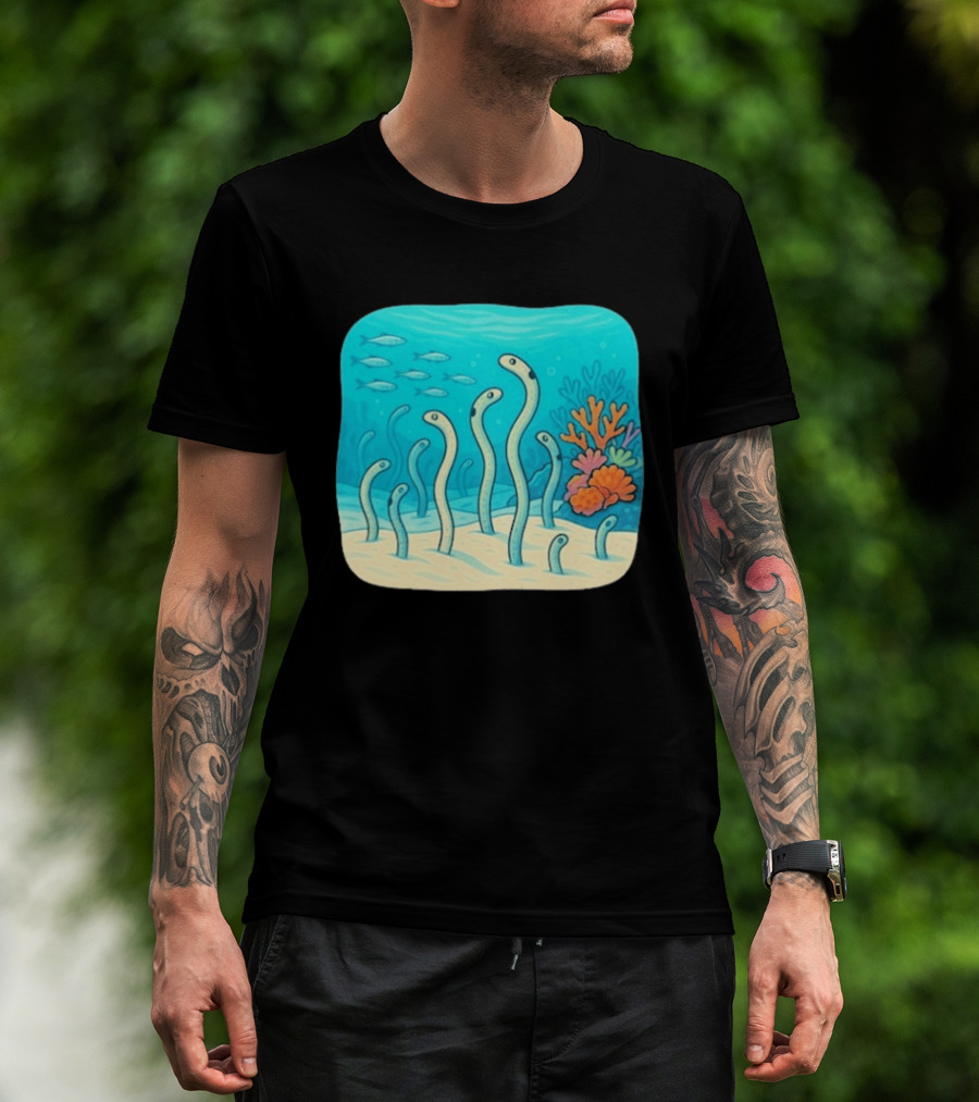 Garden Eels Reef Hawaii With Colorful Coral And Tropical Fish T-Shirt