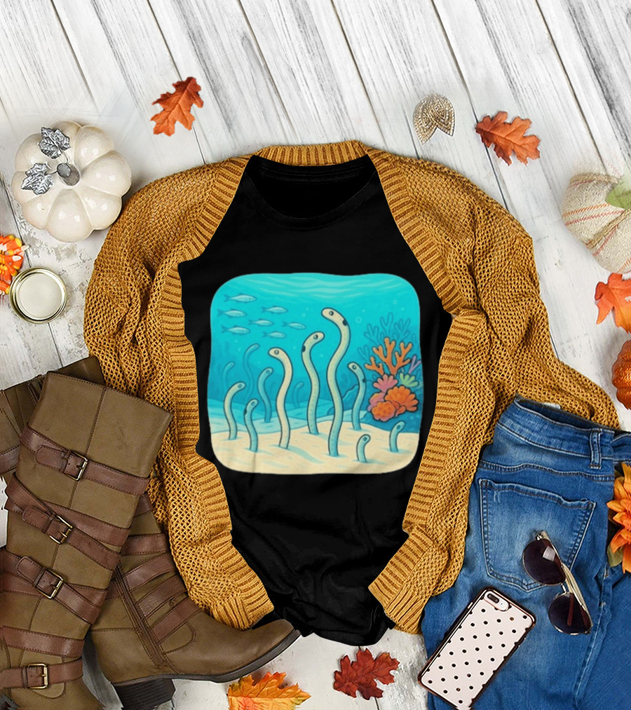 Garden Eels Reef Hawaii With Colorful Coral And Tropical Fish T-Shirt