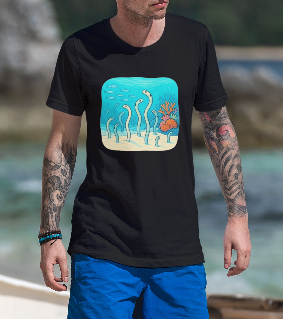 Garden Eels Reef Hawaii With Colorful Coral And Tropical Fish T-Shirt