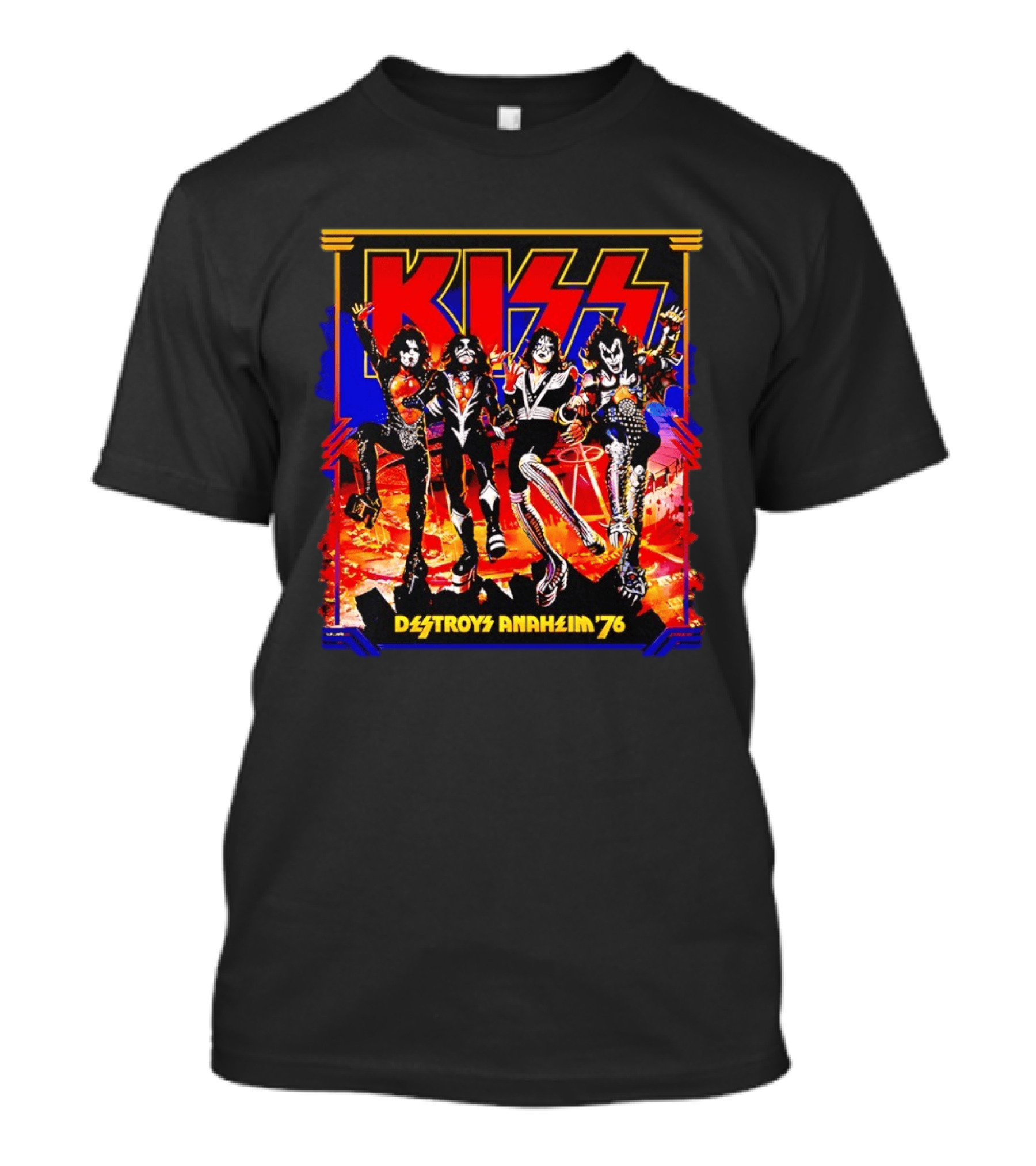 KISS Destroys Anaheim 76 Band Photo Arena Show T-Shirt