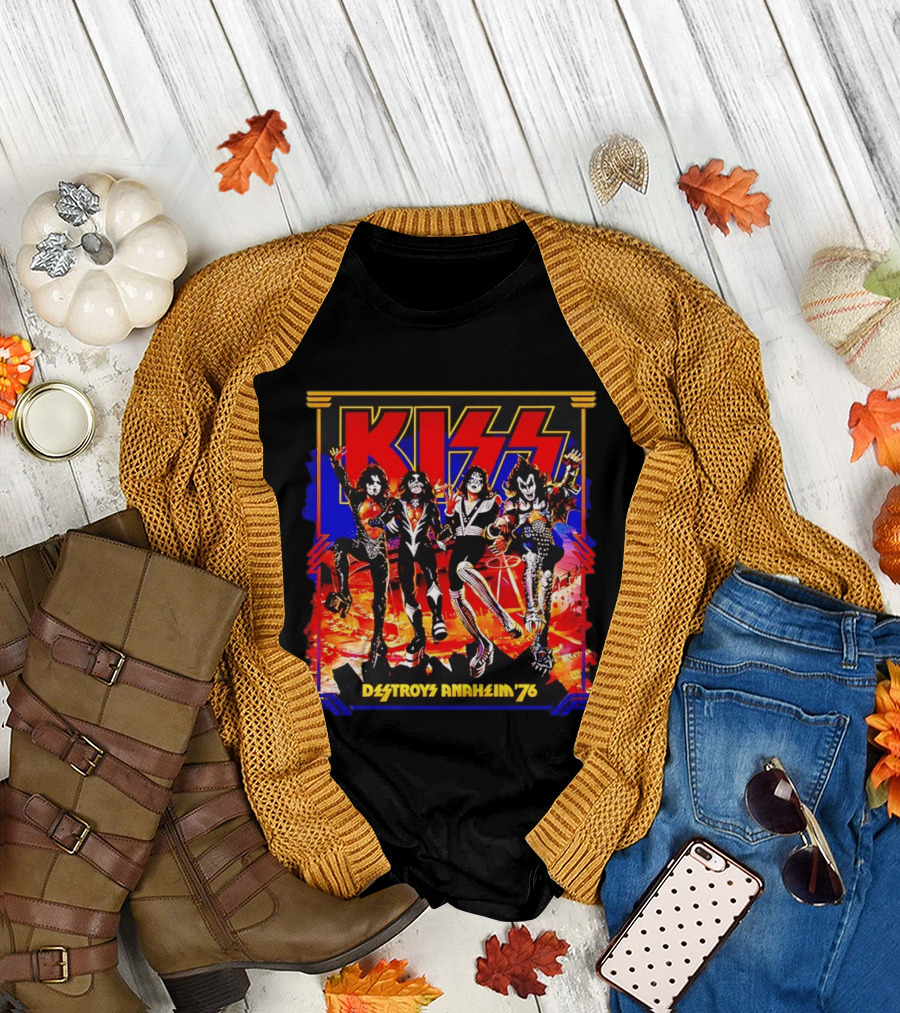 KISS Destroys Anaheim 76 Band Photo Arena Show T-Shirt