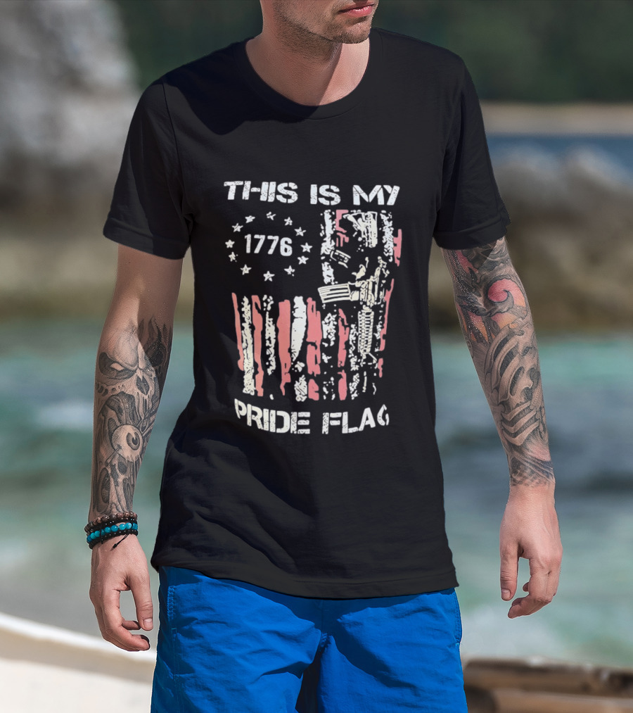 This Is My 1776 American Pride Flag Rifle Second Amendment Patriotism T-Shirt