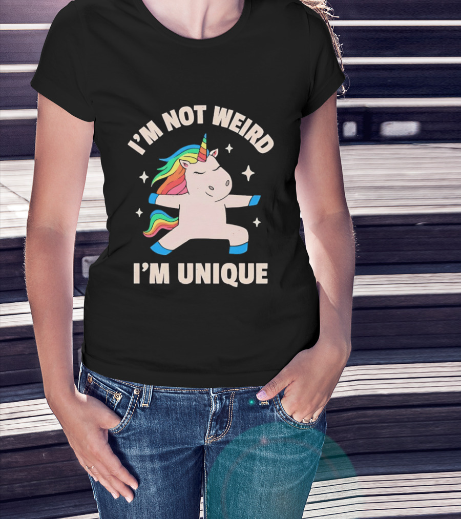 I'm Not Weird I'm Unique Unicorn Dabbing Rainbows T-Shirt