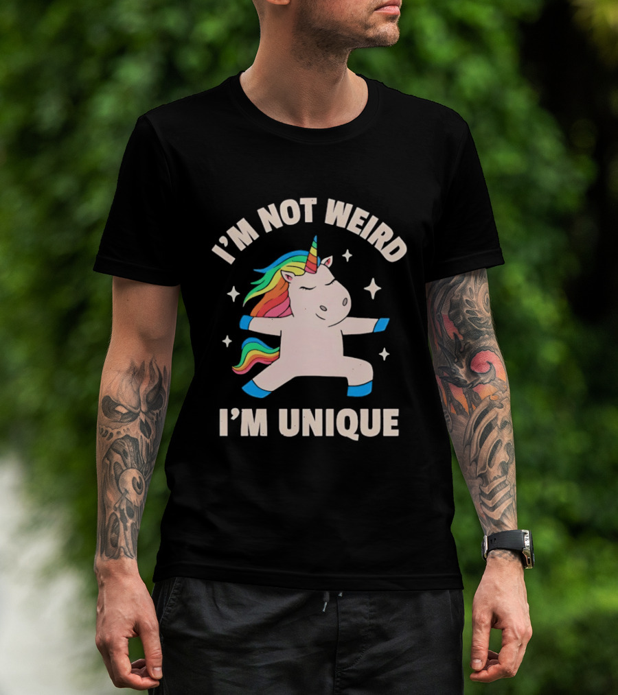 I'm Not Weird I'm Unique Unicorn Dabbing Rainbows T-Shirt