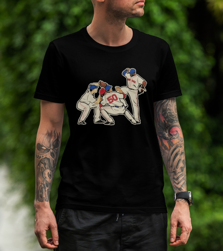 Red Sox Mookie Betts Jackie Bradley Jr Andrew Benintendi Win Dance Repeat Baseball Players Boston Team Celebration T-Shirt