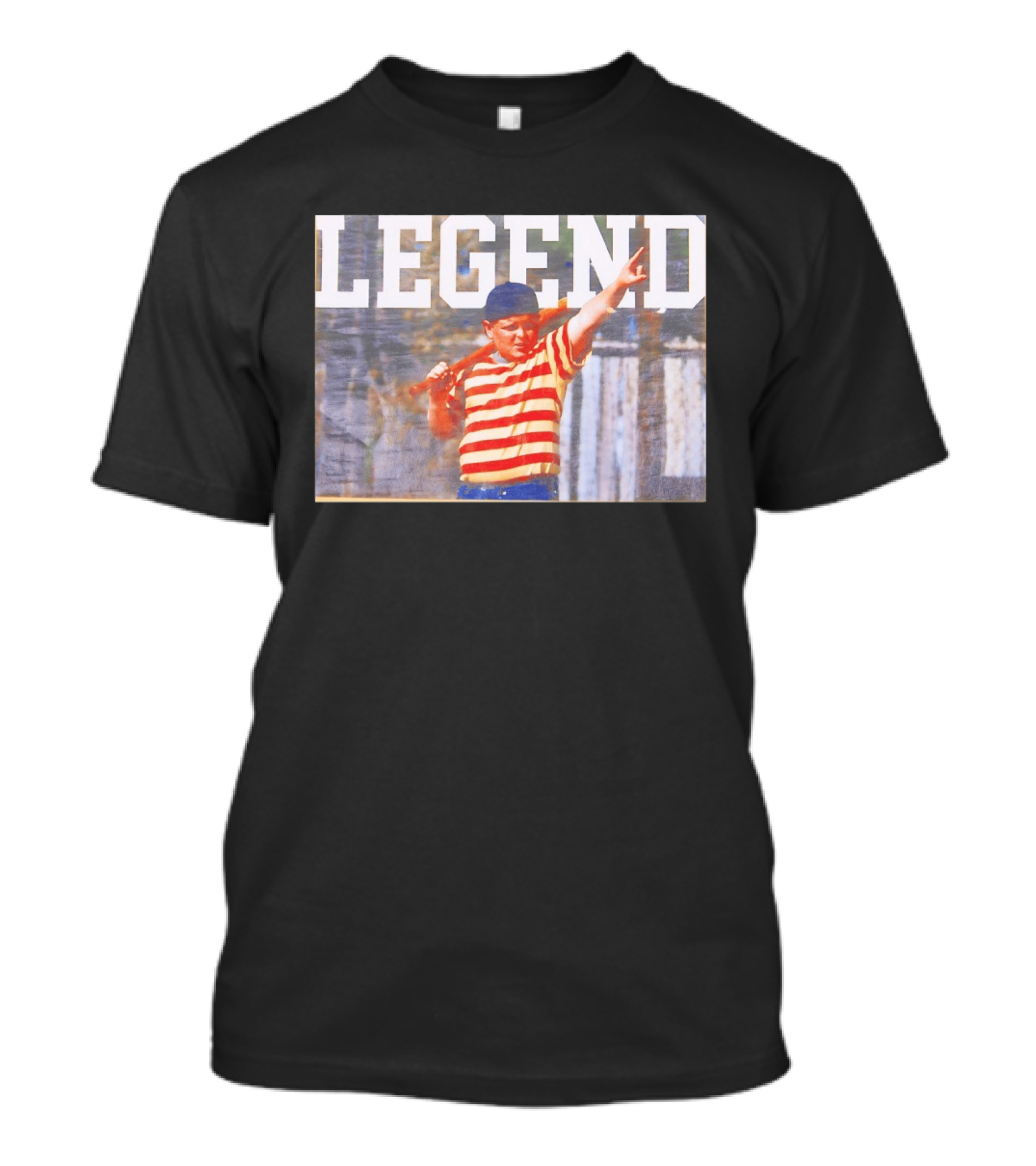 Sandlot Legend Striped Kid Holding Bat Pointing T-Shirt