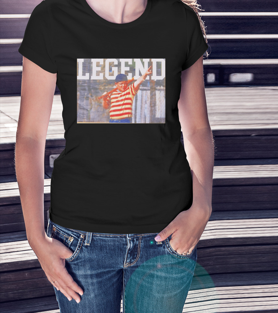 Sandlot Legend Striped Kid Holding Bat Pointing T-Shirt