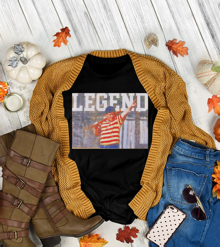 Sandlot Legend Striped Kid Holding Bat Pointing T-Shirt