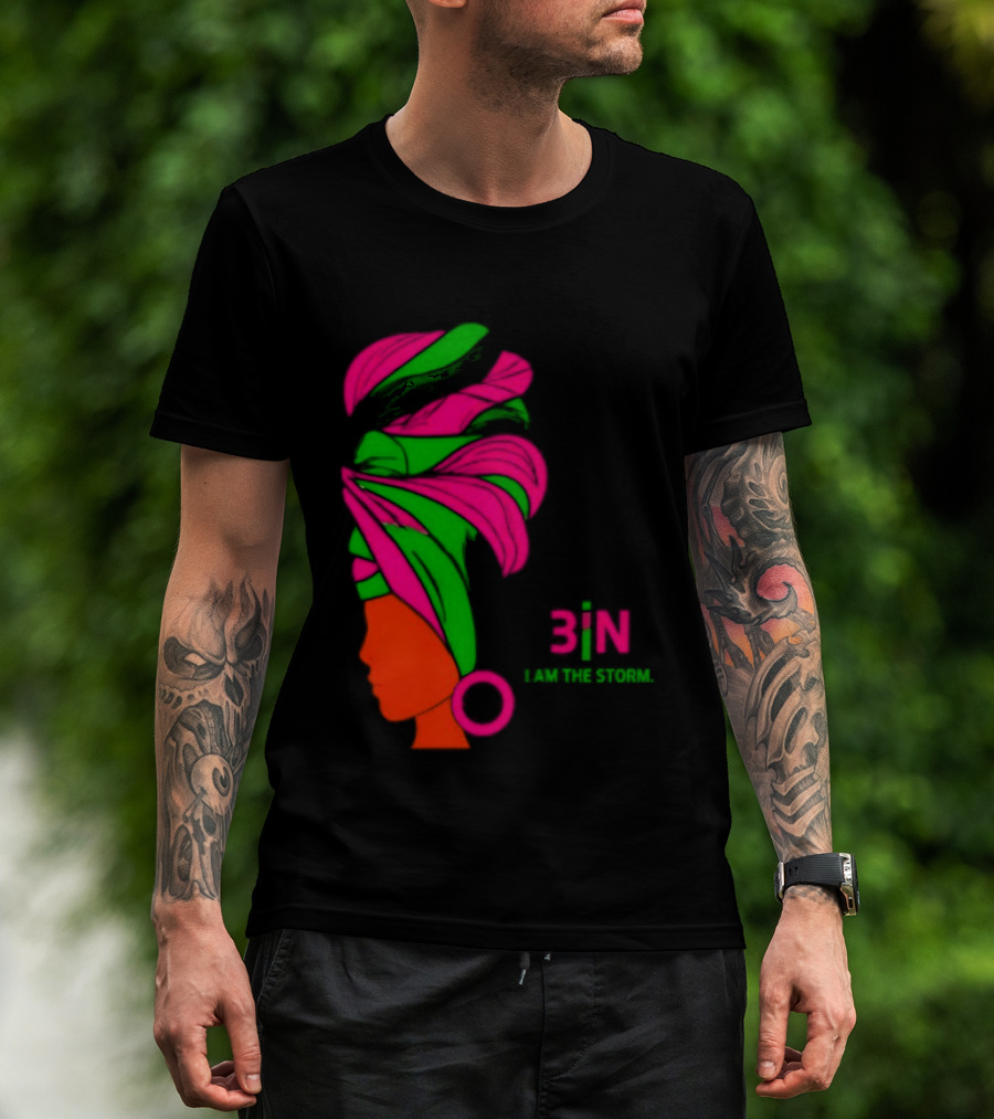 3In I Am The Storm Black Woman Headwrap Lashing Enerol T-Shirt