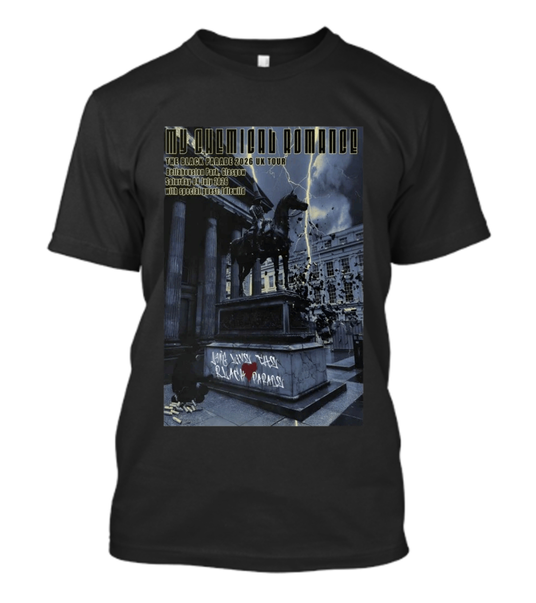 My Chemical Romance The Black Parade 2026 UK Tour Bellahouston Park Glasgow 4 July With Idlewild T-Shirt