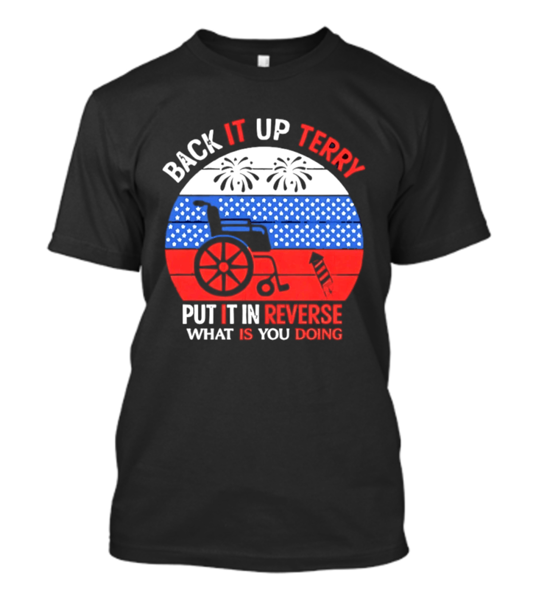 Back It Up Terry Put It In Reverse What Is You Doing 4th Of July 2026 Fireworks Scooter Stars And Stripes T-Shirt