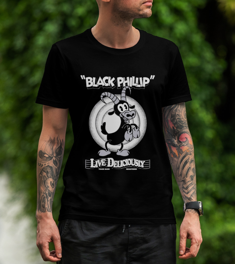 Black Phillip Live Deliciously Retro Cartoon Goat T-Shirt