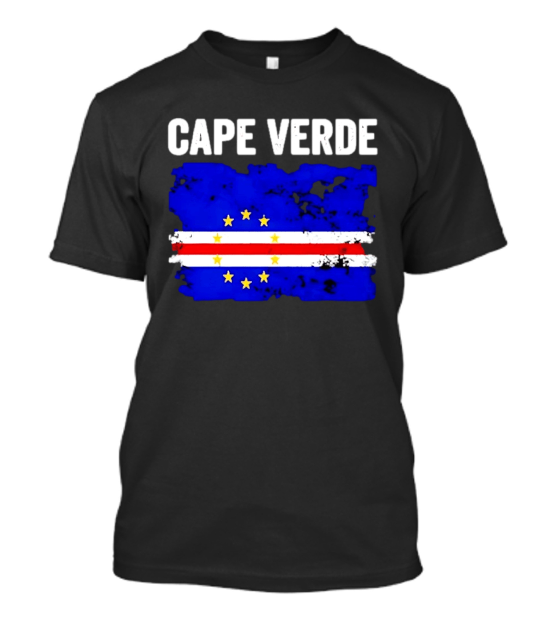 Cape Verde Distressed Flag Design Six Yellow Stars T-Shirt