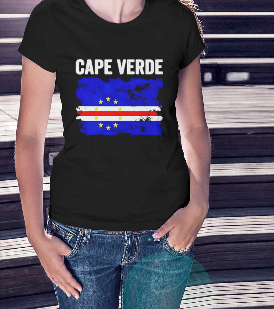 Cape Verde Distressed Flag Design Six Yellow Stars T-Shirt