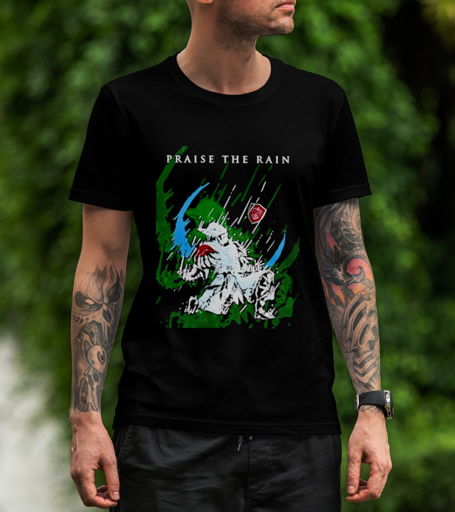 Praise The Rain Warrior Energetic Green And Blue Splash T-Shirt