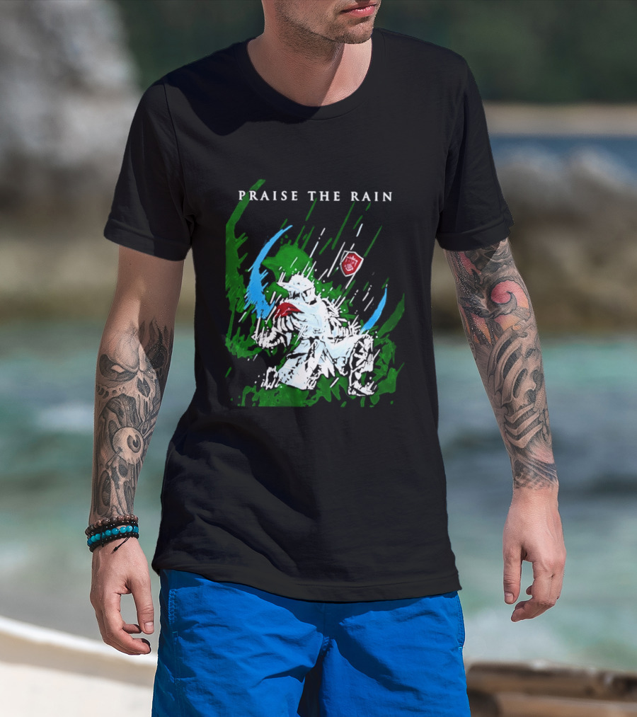 Praise The Rain Warrior Energetic Green And Blue Splash T-Shirt