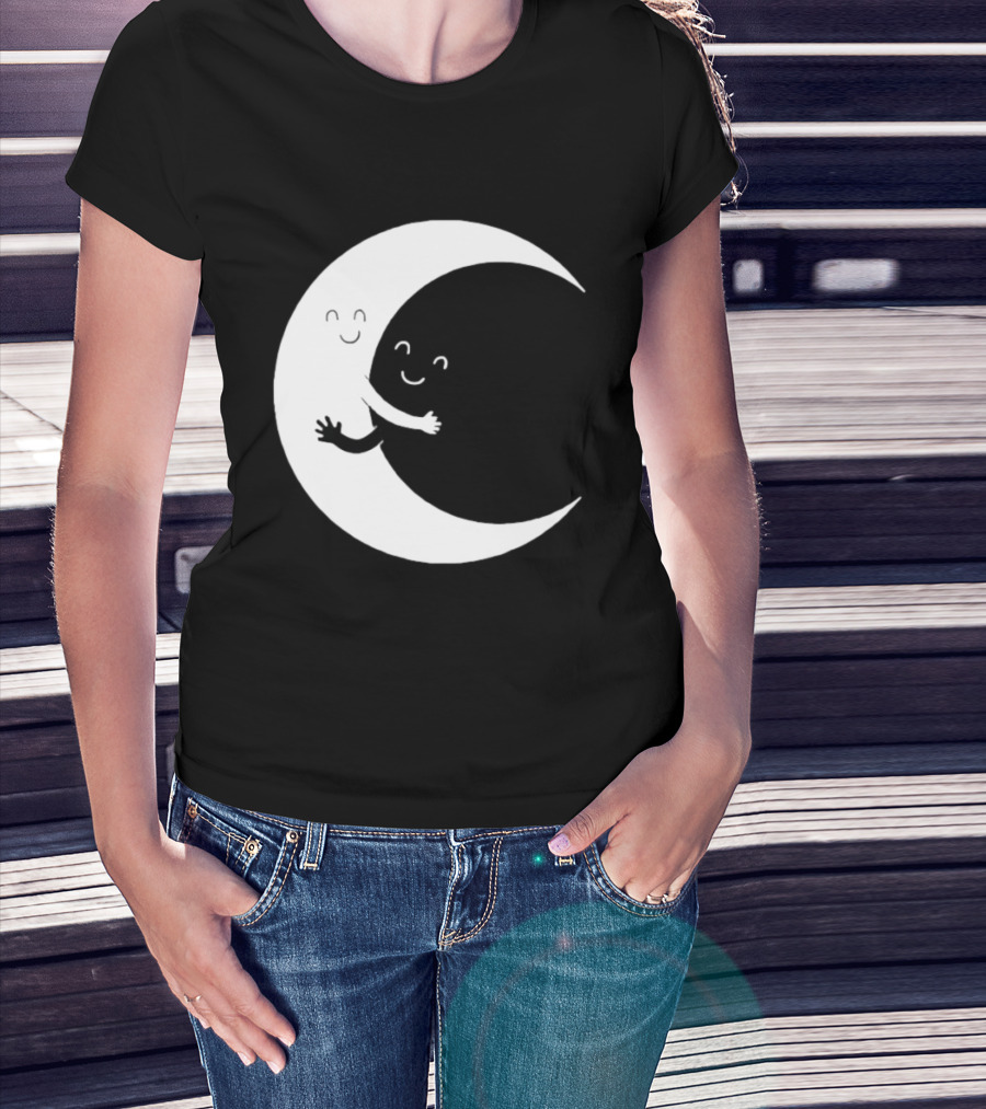 Celestial Hugging Moon Crescent Night Sky Space T-Shirt