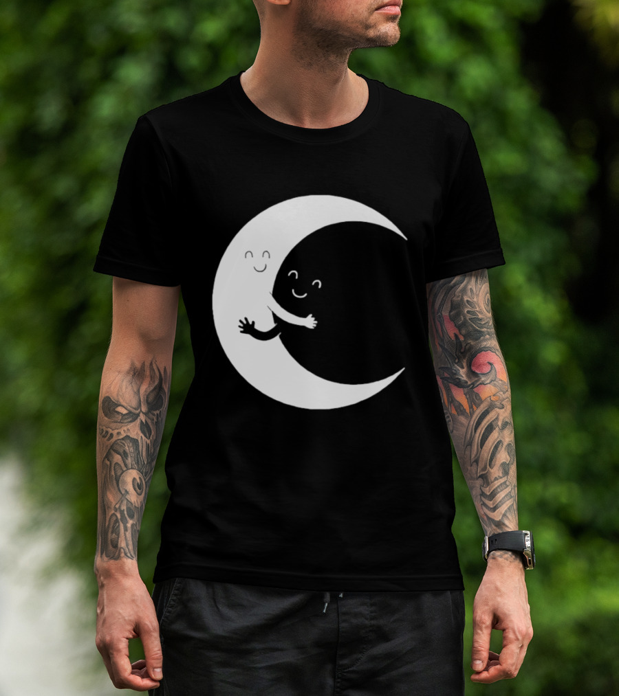 Celestial Hugging Moon Crescent Night Sky Space T-Shirt