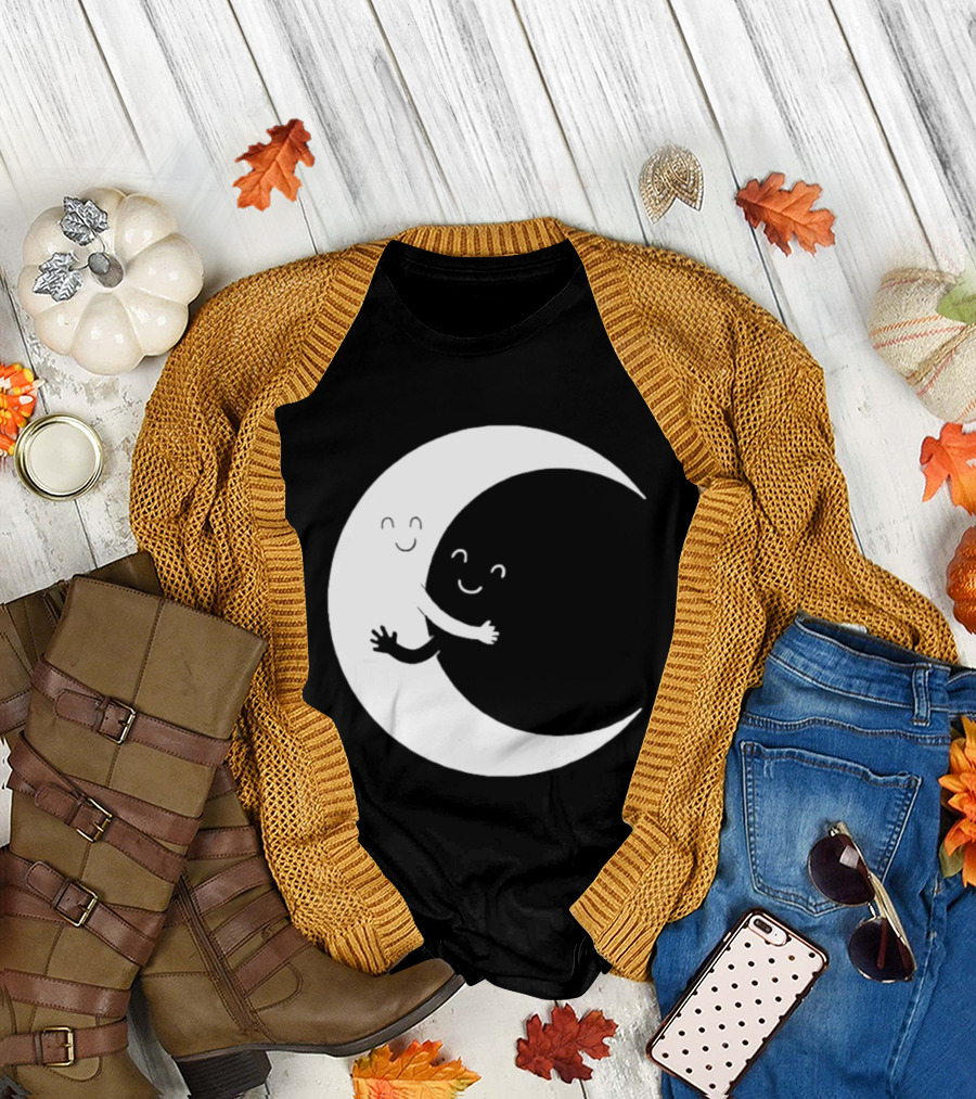 Celestial Hugging Moon Crescent Night Sky Space T-Shirt