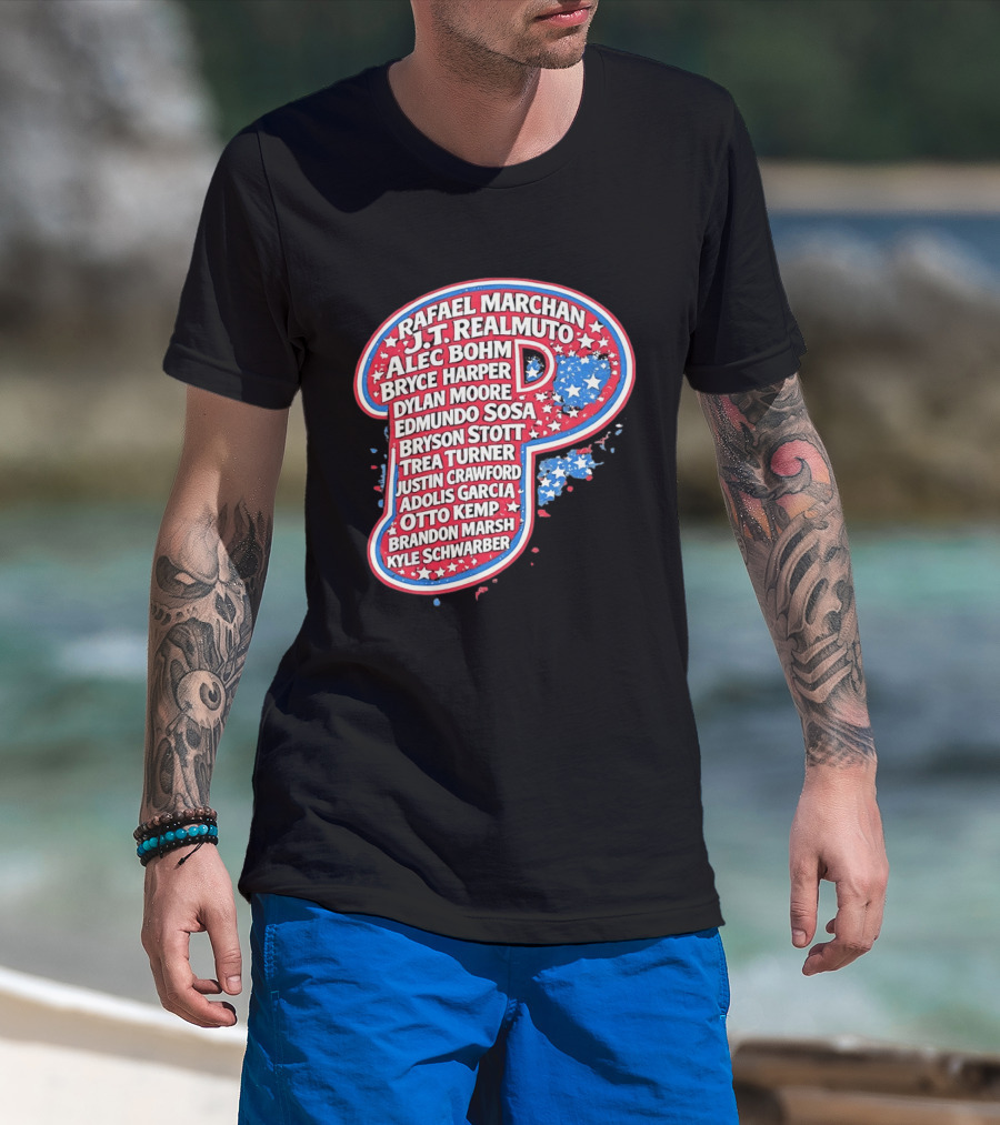 Rafael Marchan JT Realmuto Alec Bohm Bryce Harper Philadelphia Phillies T-Shirt