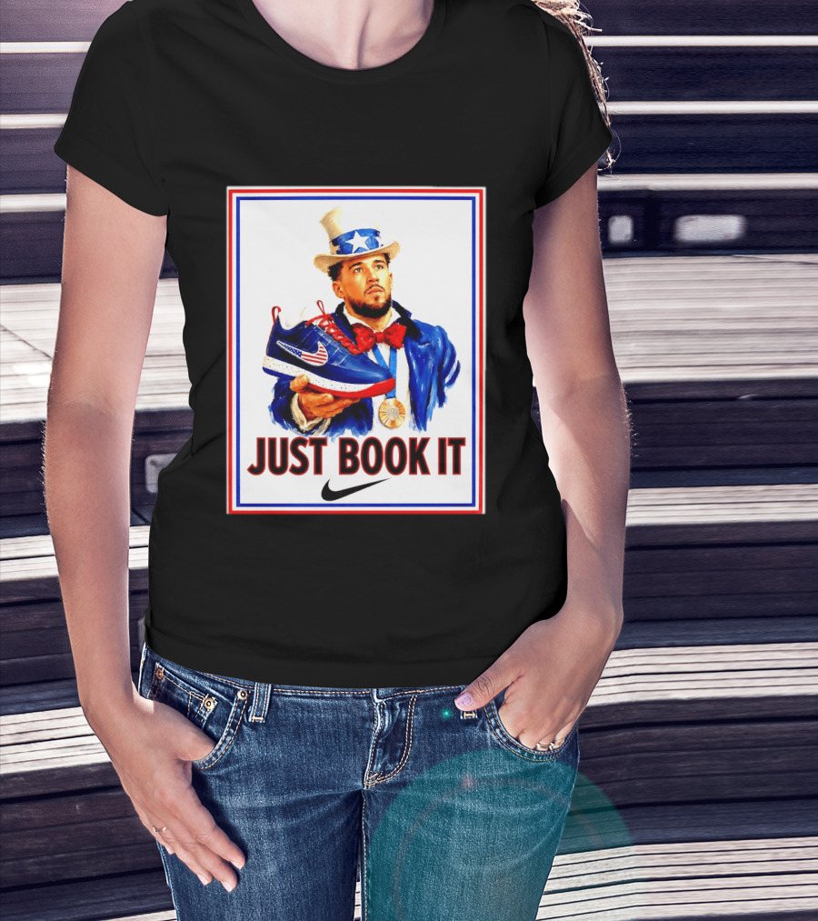 Just Book It Devin Booker Uncle Sam Gold Medal Nike Sneaker T-Shirt