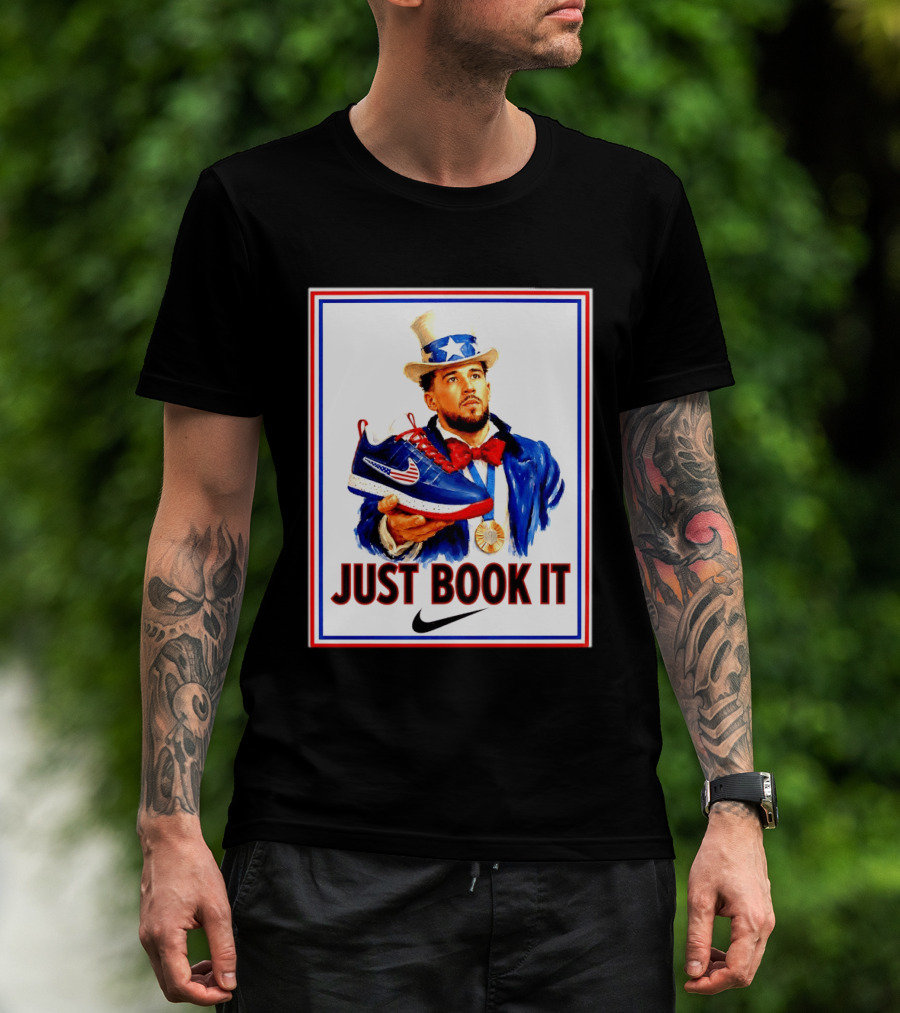 Just Book It Devin Booker Uncle Sam Gold Medal Nike Sneaker T-Shirt