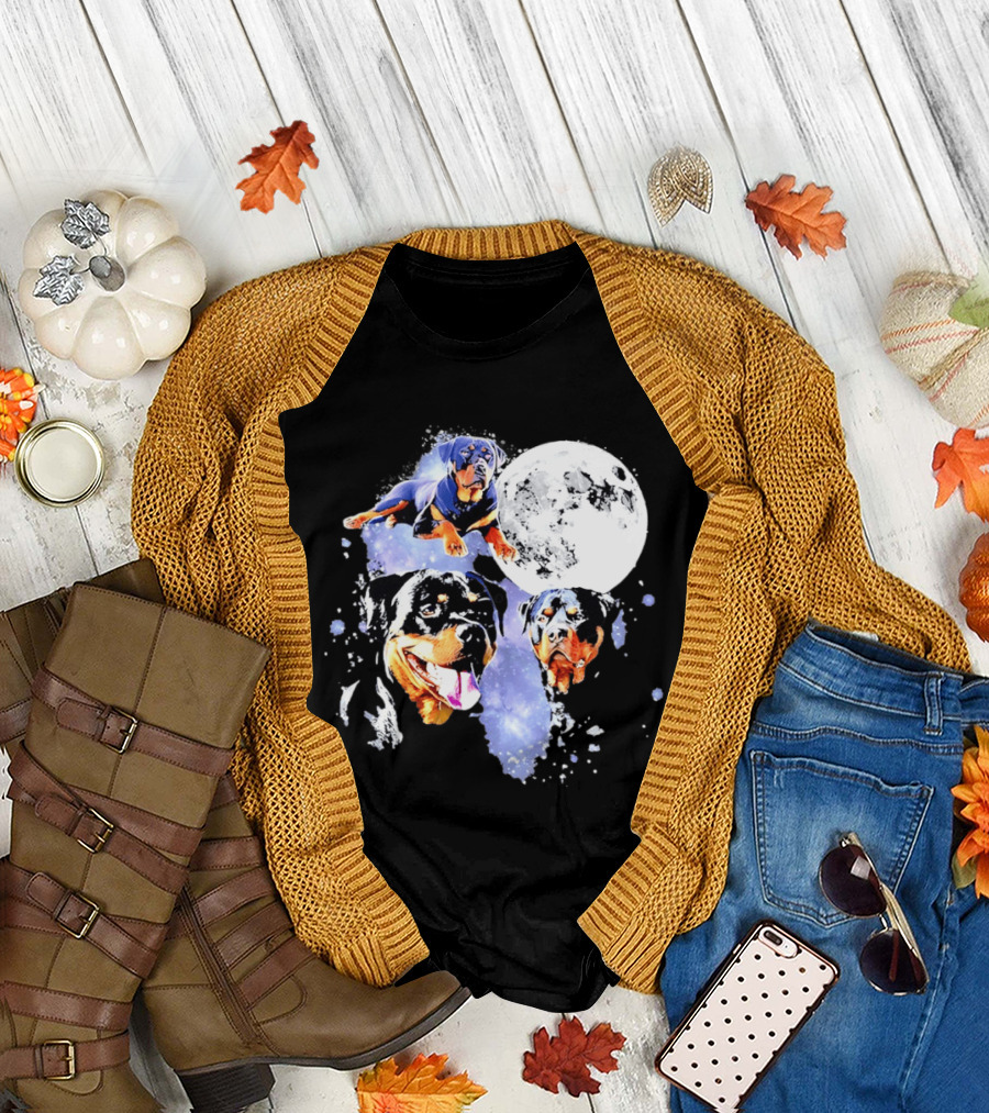 Rottweiler Galaxy Moon Space Celestial Dog Breed Lover Pet Owner Lunar Canine Adventure T-Shirt