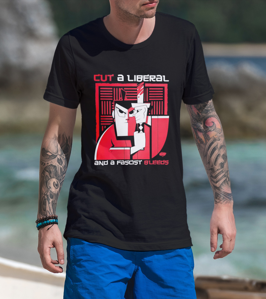 Samurai Jack Cut A Liberal And A Fascist Bleeds Political Art Image T-Shirt