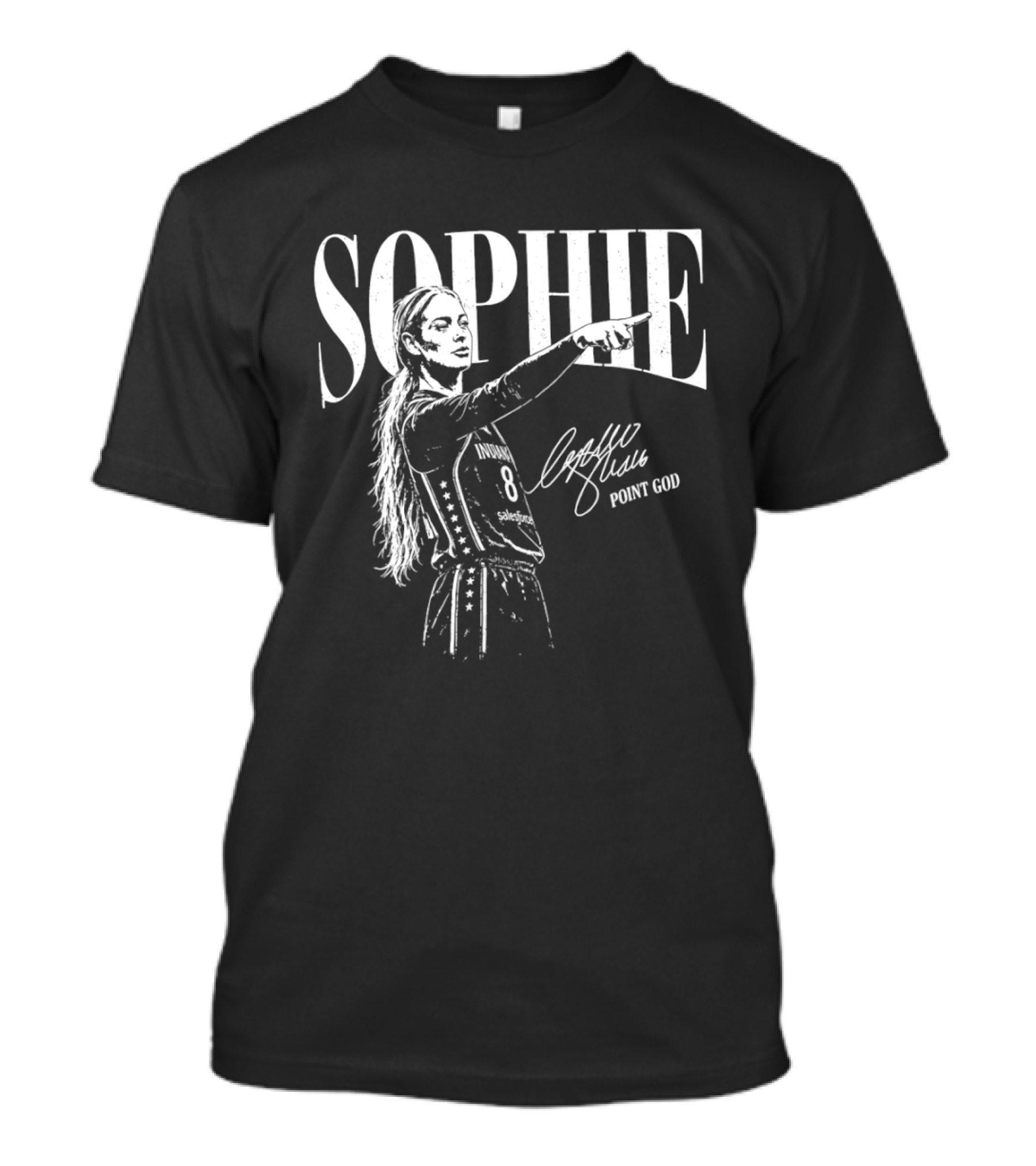 Sophie Cunningham Indiana Fever WNBA Point God Number 8 Signature SOPHIE Indiana T-Shirt