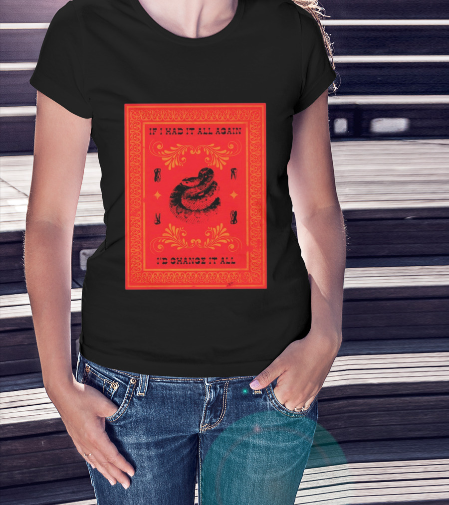 If I Had It All Again I'd Change It All Rattlesnake Western Red Bandana T-Shirt