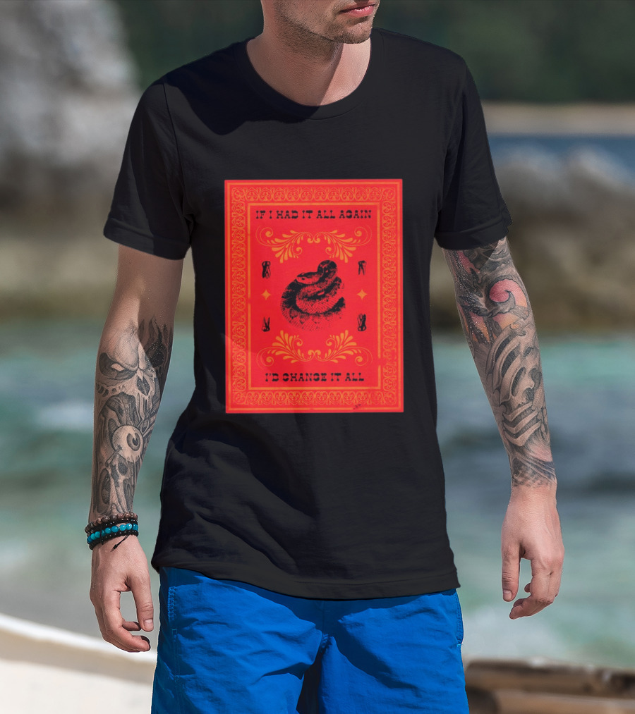 If I Had It All Again I'd Change It All Rattlesnake Western Red Bandana T-Shirt