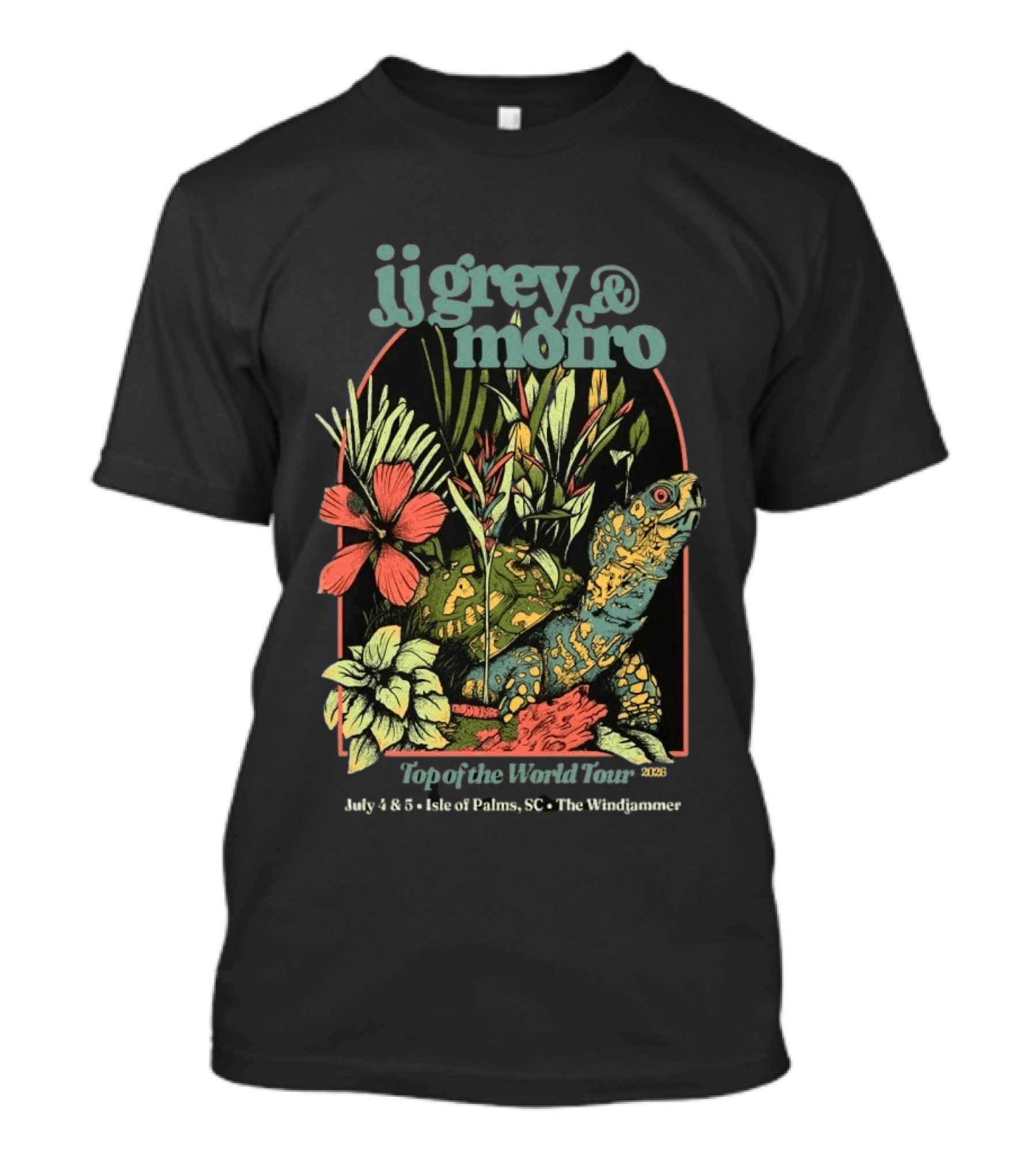 JJ Grey And Mofro July 4 5 2026 Isle Of Palms SC The Windjammer Exotic Flora Tortoise T-Shirt